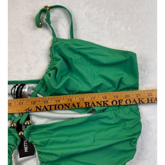 Womens Swimsuit Sz 22 Green Ruched Bead Detail Swimsuit By. PrettyLittleThing - Picture 6 of 13